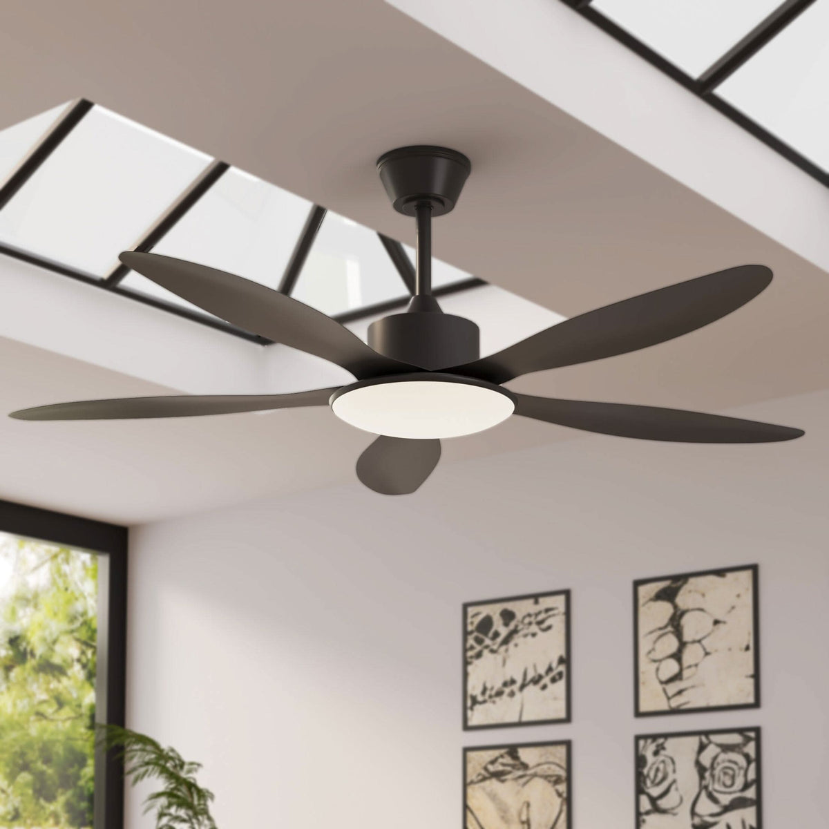 Lightsin 53-inch Modern Ceiling Fan with Light, Silent 5-Blade LED Fan with Remote
