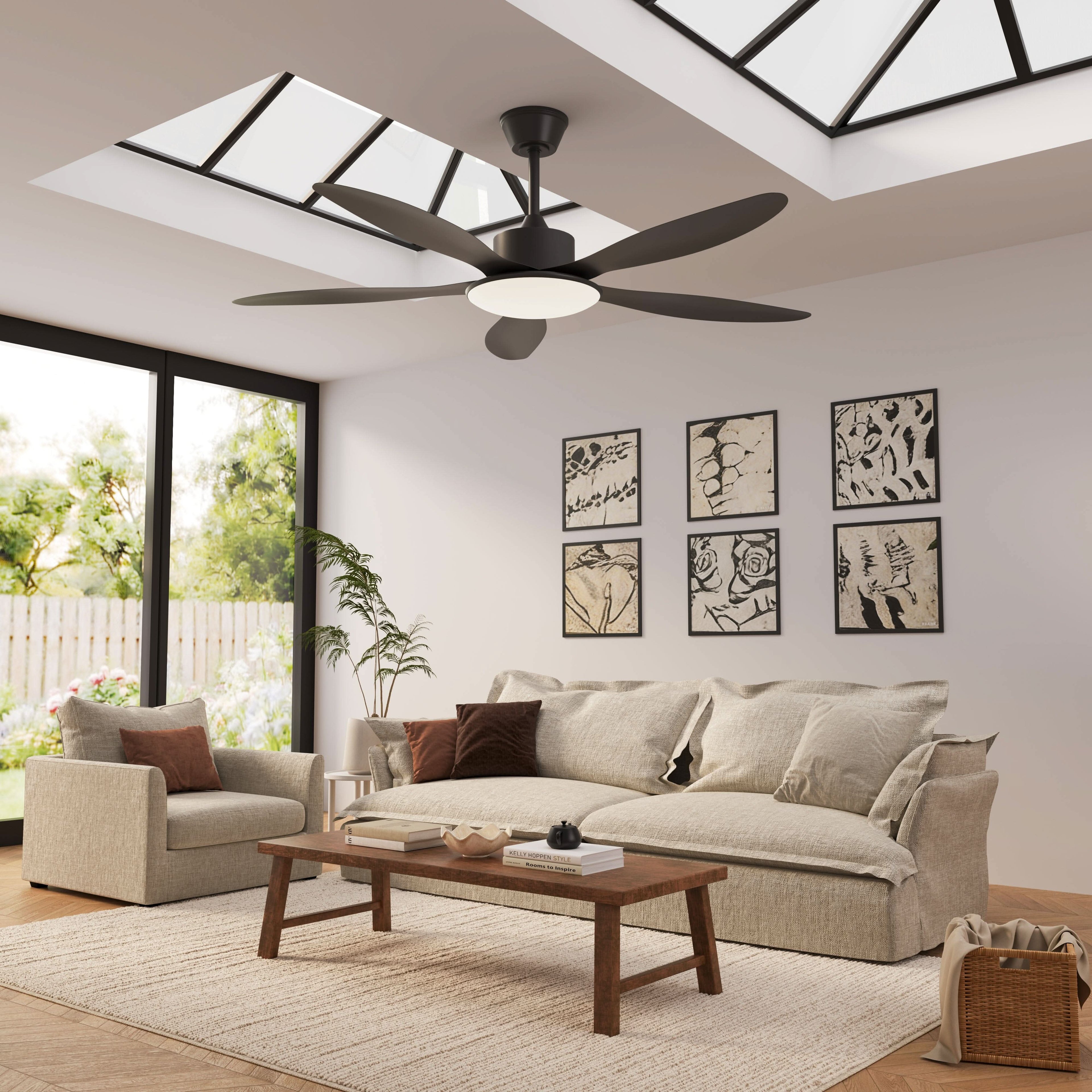 Lightsin 53-inch Modern Ceiling Fan with Light, Silent 5-Blade LED Fan with Remote