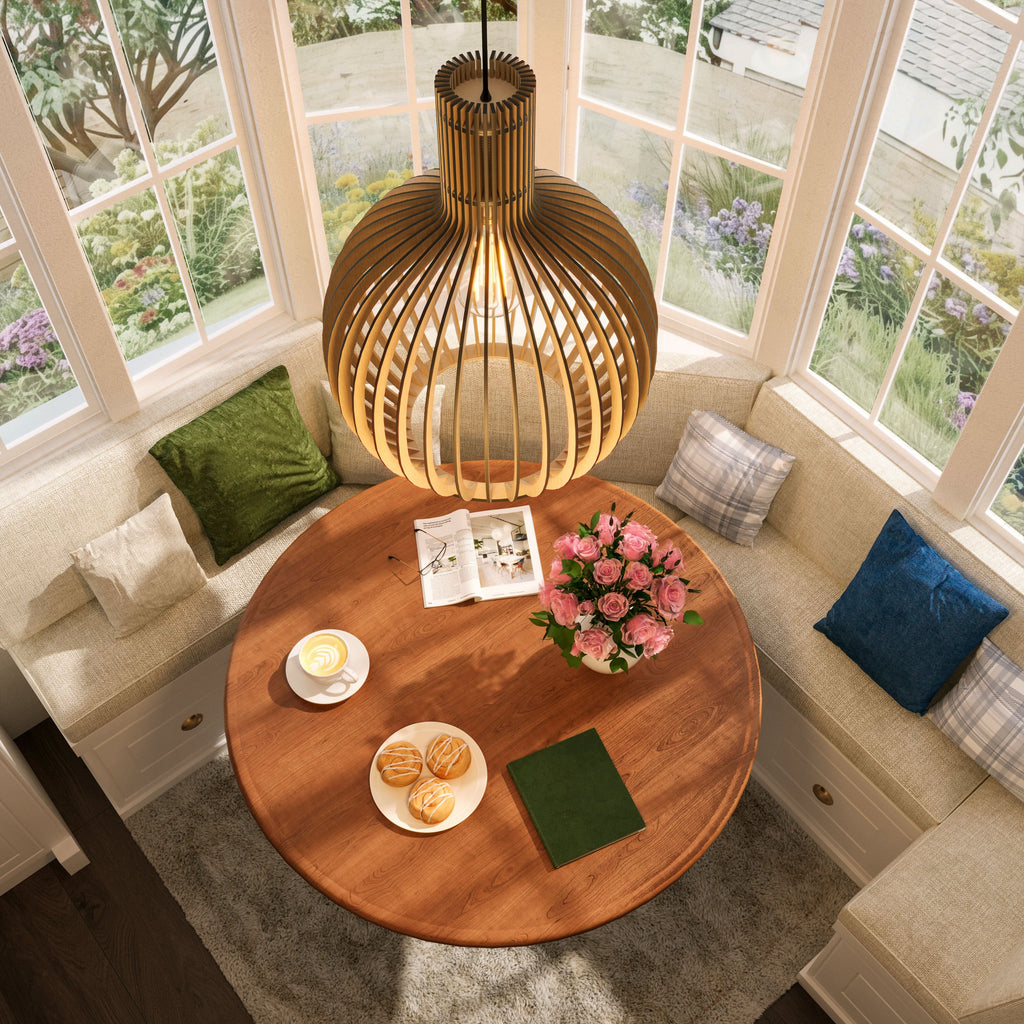 Lightsin Shadome-Scandinavian LED Wooden Birdcage Pendant Light