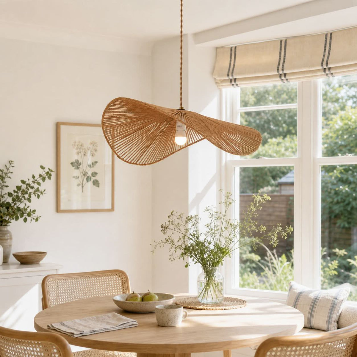 Lightsin Vintage Simple Creative Handwoven Hemp Rope Pendant Light Fixture