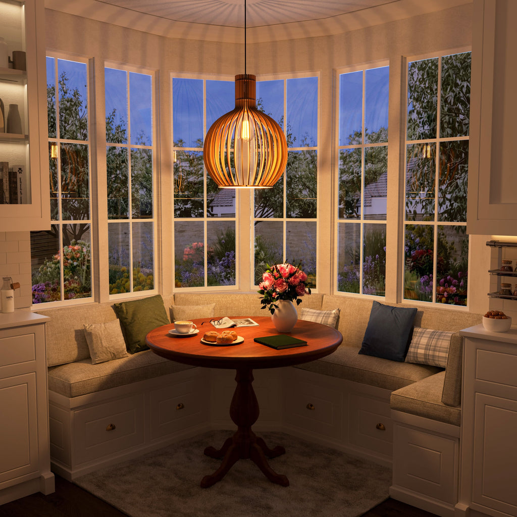Lightsin Shadome-Scandinavian LED Wooden Birdcage Pendant Light