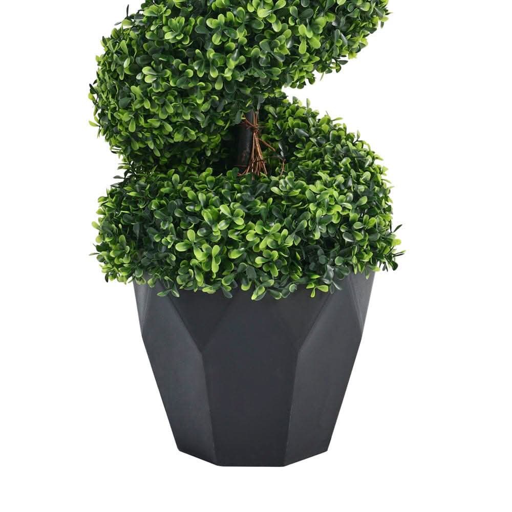 2 Pack Artificial Topiary Spiral Boxwood Tree Fake Plant