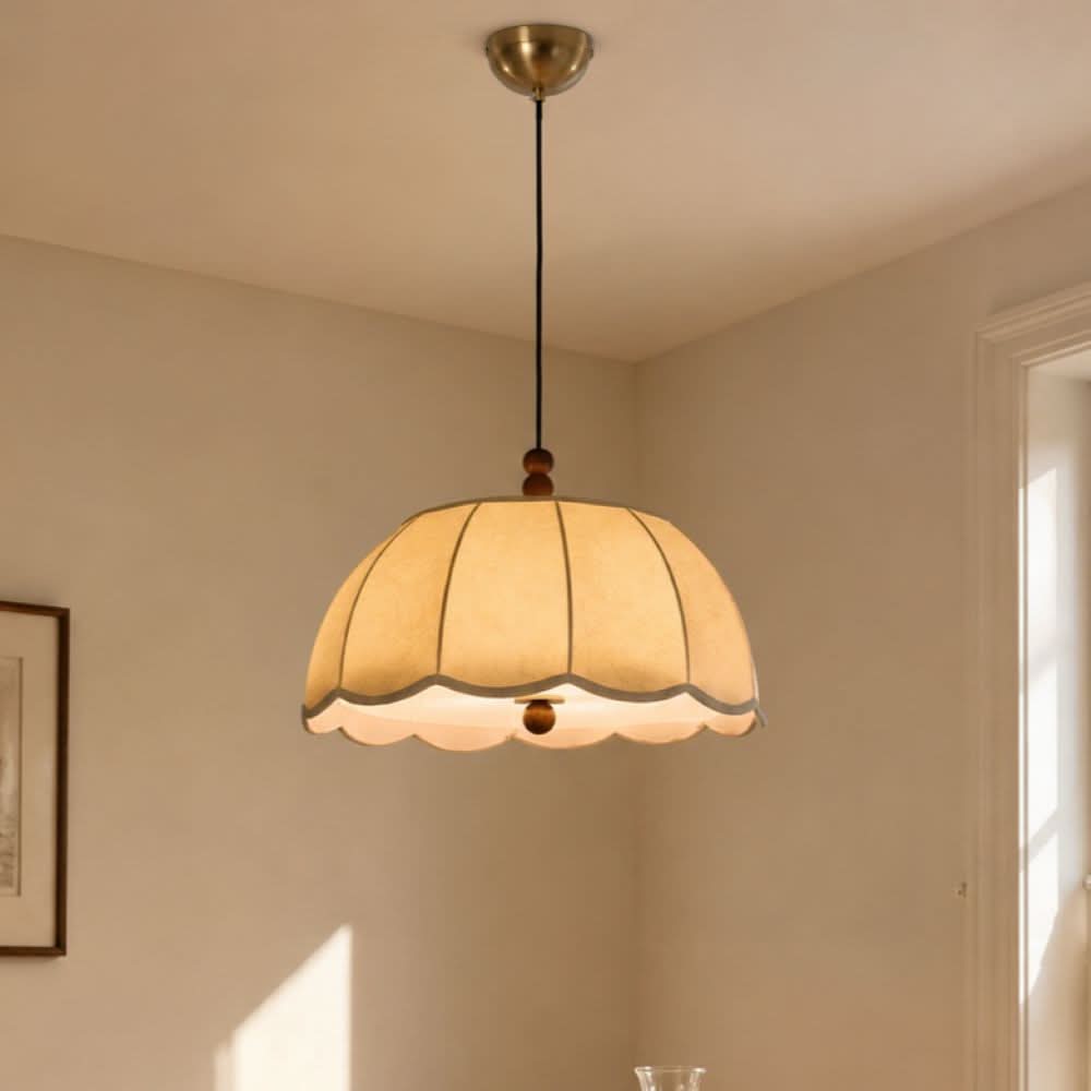 Yellow Fabric Pendant Light | Soft Shade E27 Ceiling Lamp