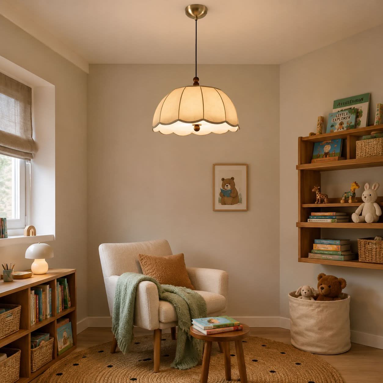 Yellow Fabric Pendant Light | Soft Shade E27 Ceiling Lamp