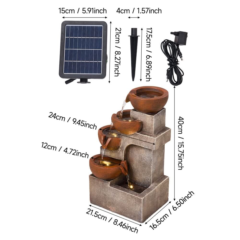 Outdoor Garden Water Feature with 2.4W Solar Water Pump