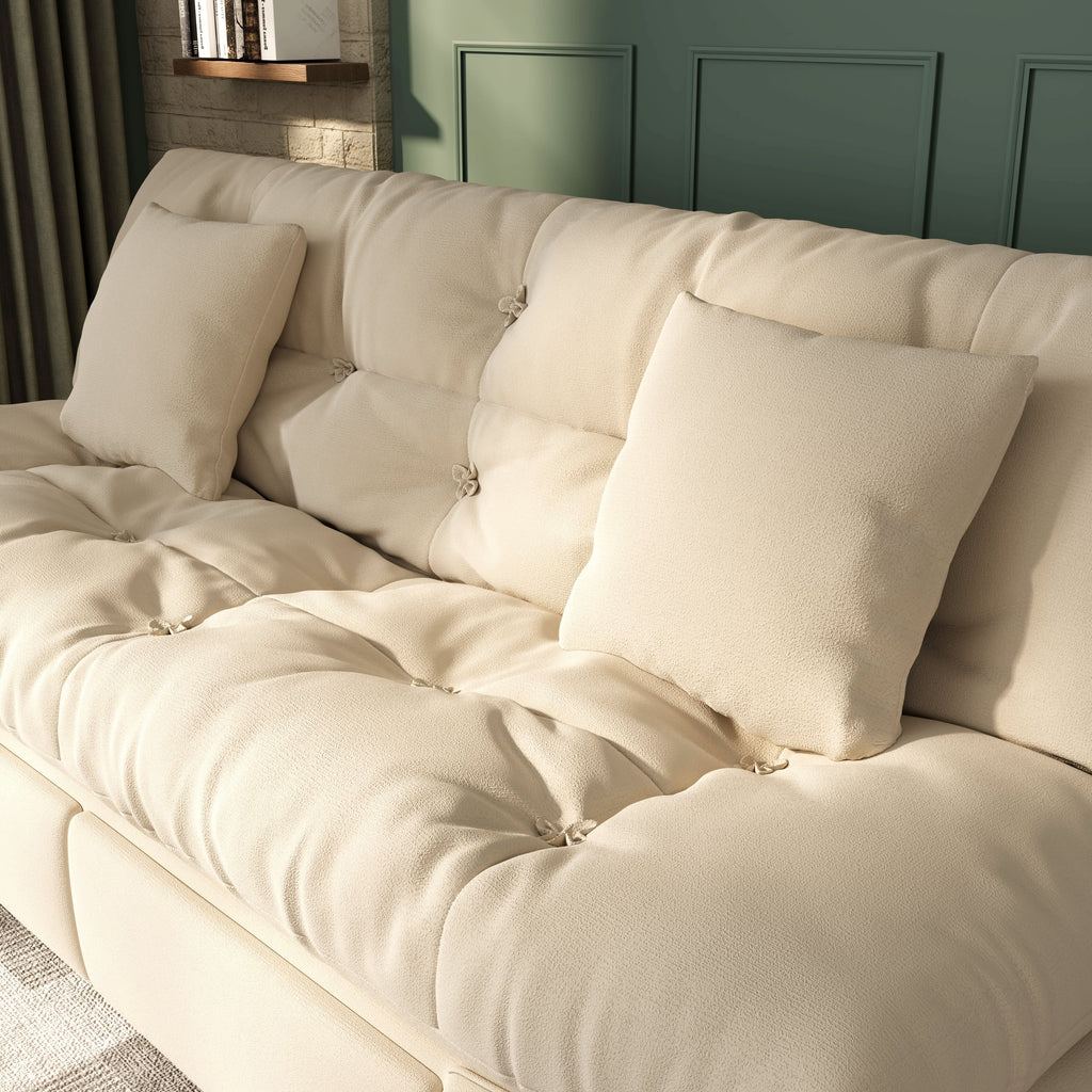 Cottonfy Upgrade Cream Cloud Double Folding Sofa Bed with Storage
