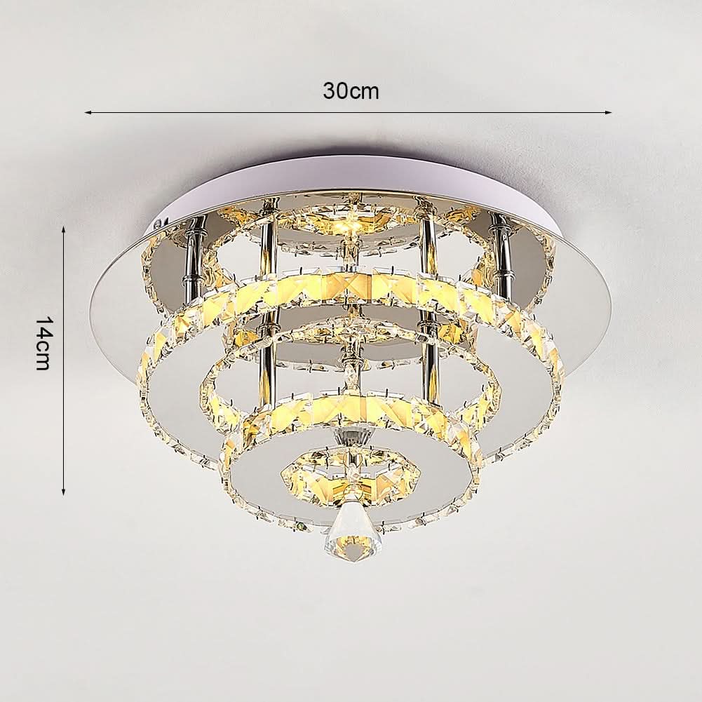 30cm W Stacked LED Ceiling Light with Crystal Rims Energy Saving