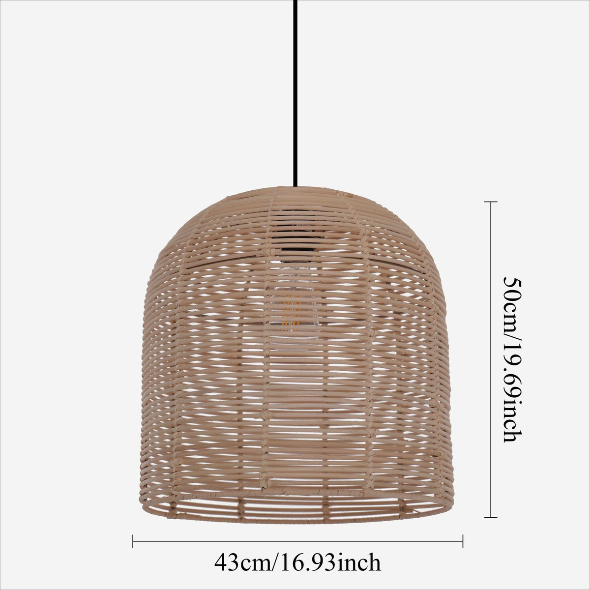 Lightsin Cella-Rustic Rattan Dome Pendant Light – Handwoven Ceiling Pendant Light for Living Room, Kitchen, and Modern Rustic Interiors