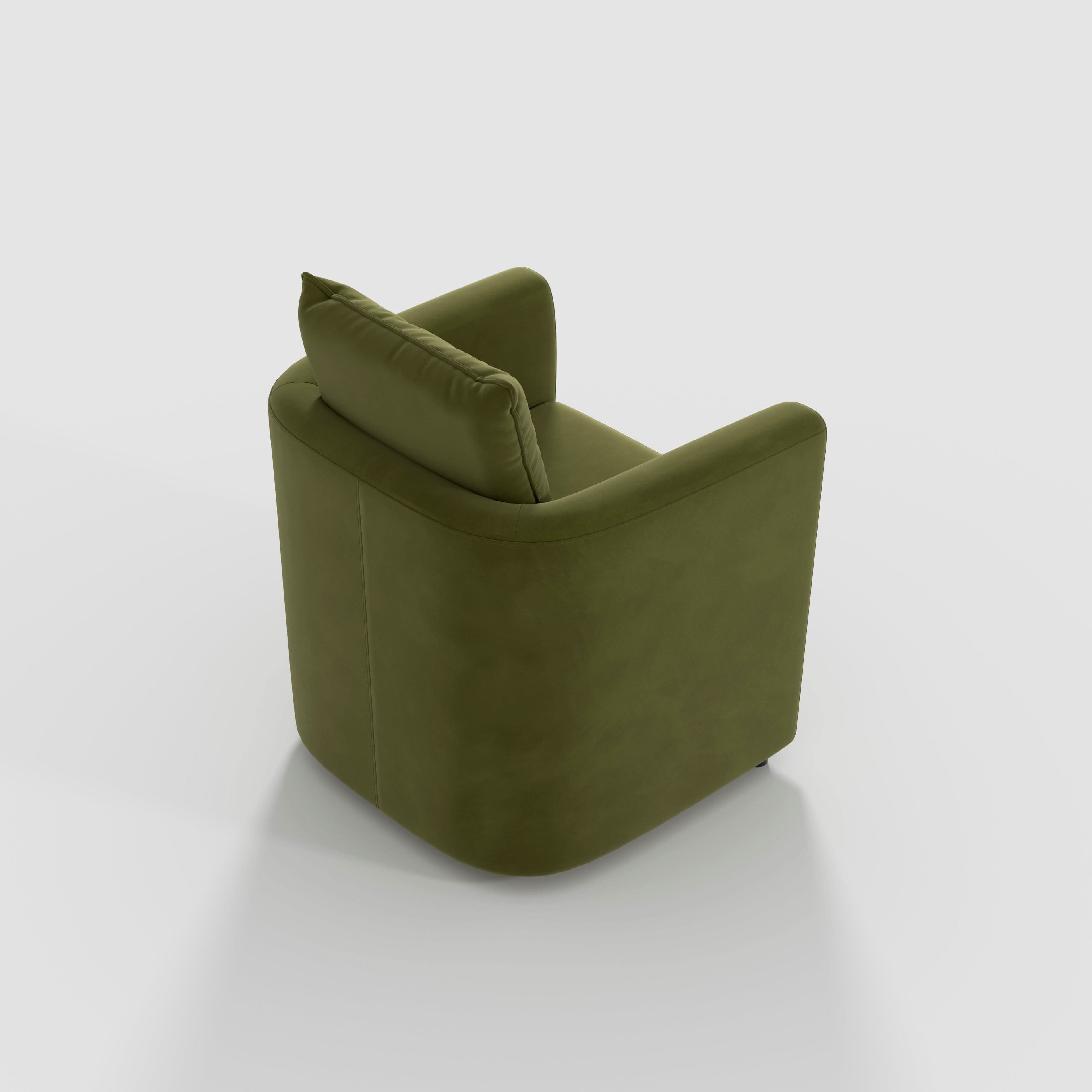 Cottonfy Green Velvet Armchair with Hidden Storage Footstool