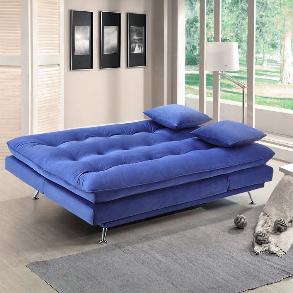 Modern 3-Seater Linen Fabric Sofa Bed with Cushions and 2 Pillows