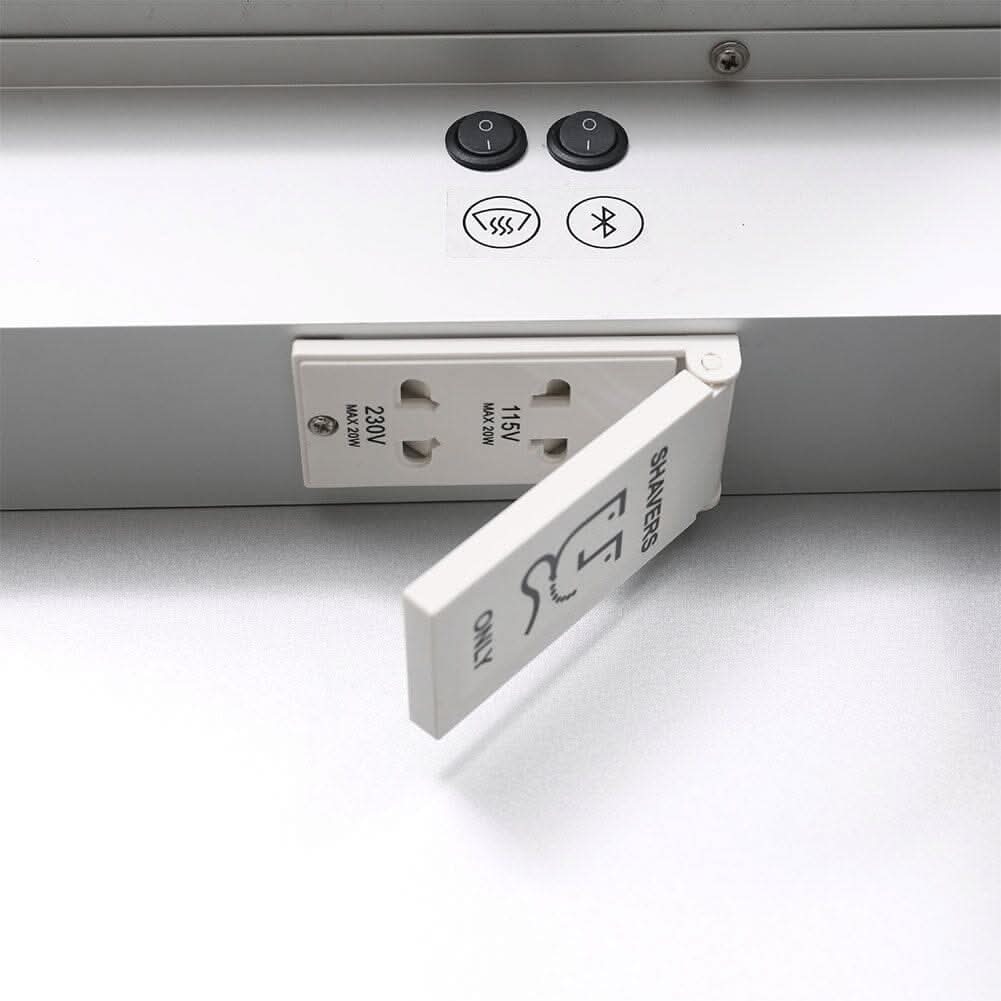 60cm H Double Door Anti-Fog Mirror Cabinet with Bluetooth and LED Light