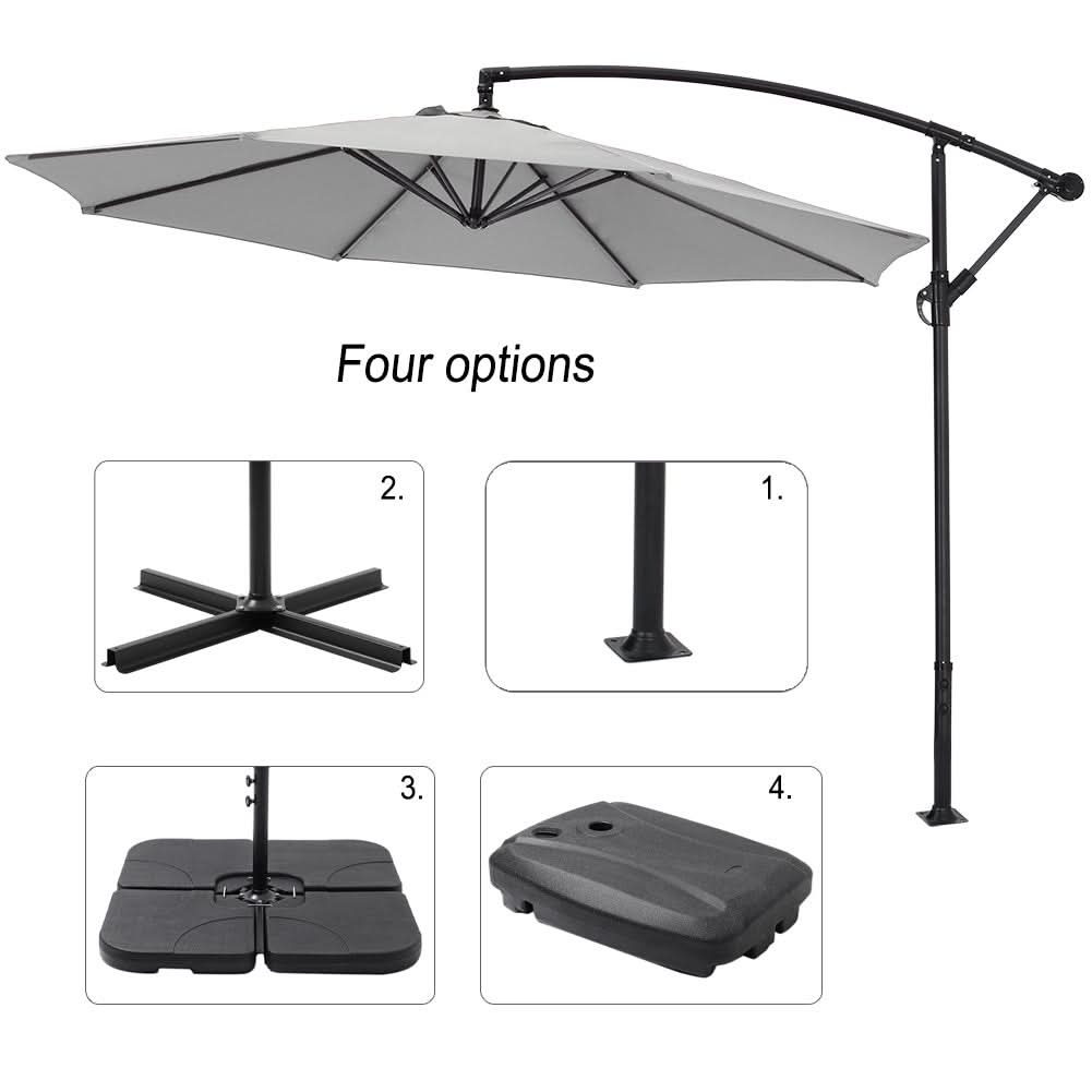 3M Sun Parasol Hanging Banana Umbrella Light Grey  Outdoor Sun Shade