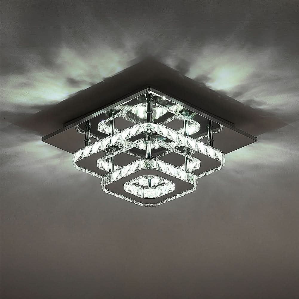 Modern 2-Tier Crystal LED Ceiling Light Fixture Dimmable/Non-dimmable