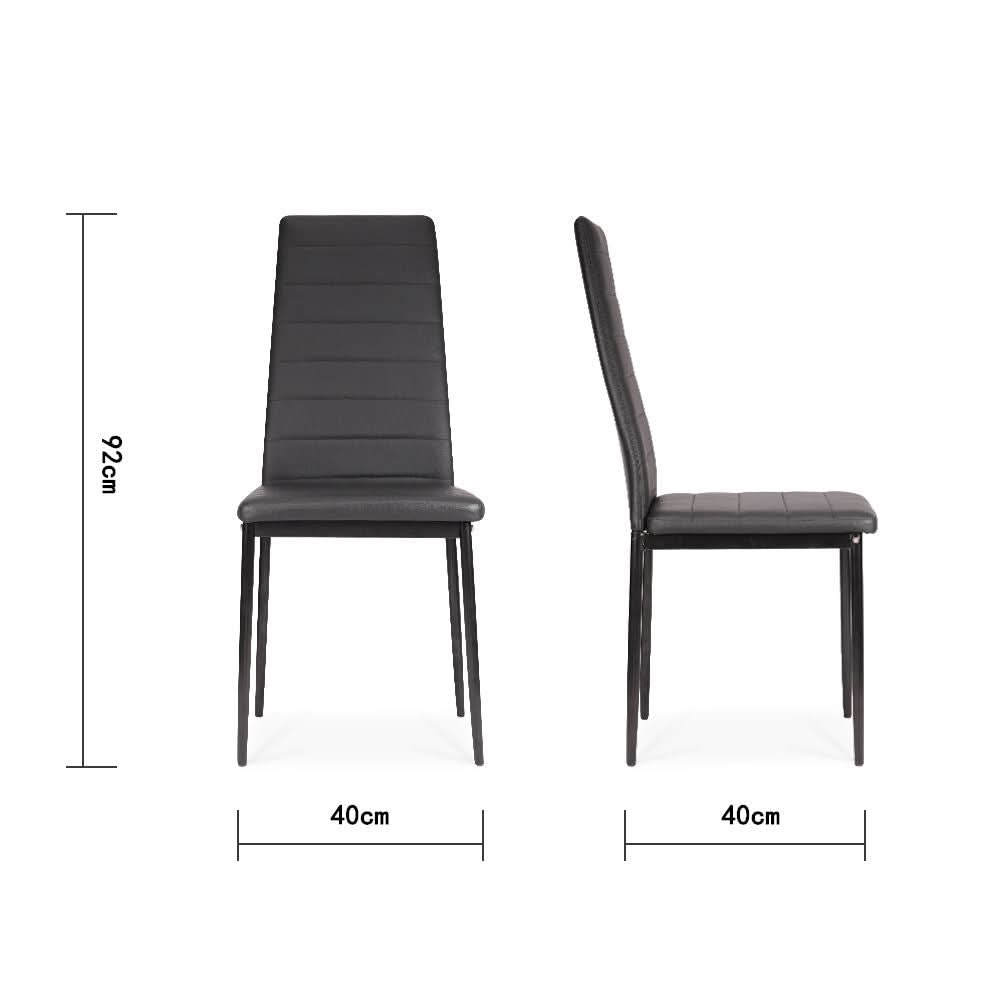 Set of 4 Leather Upholstered Dining Chairs with Metal Legs