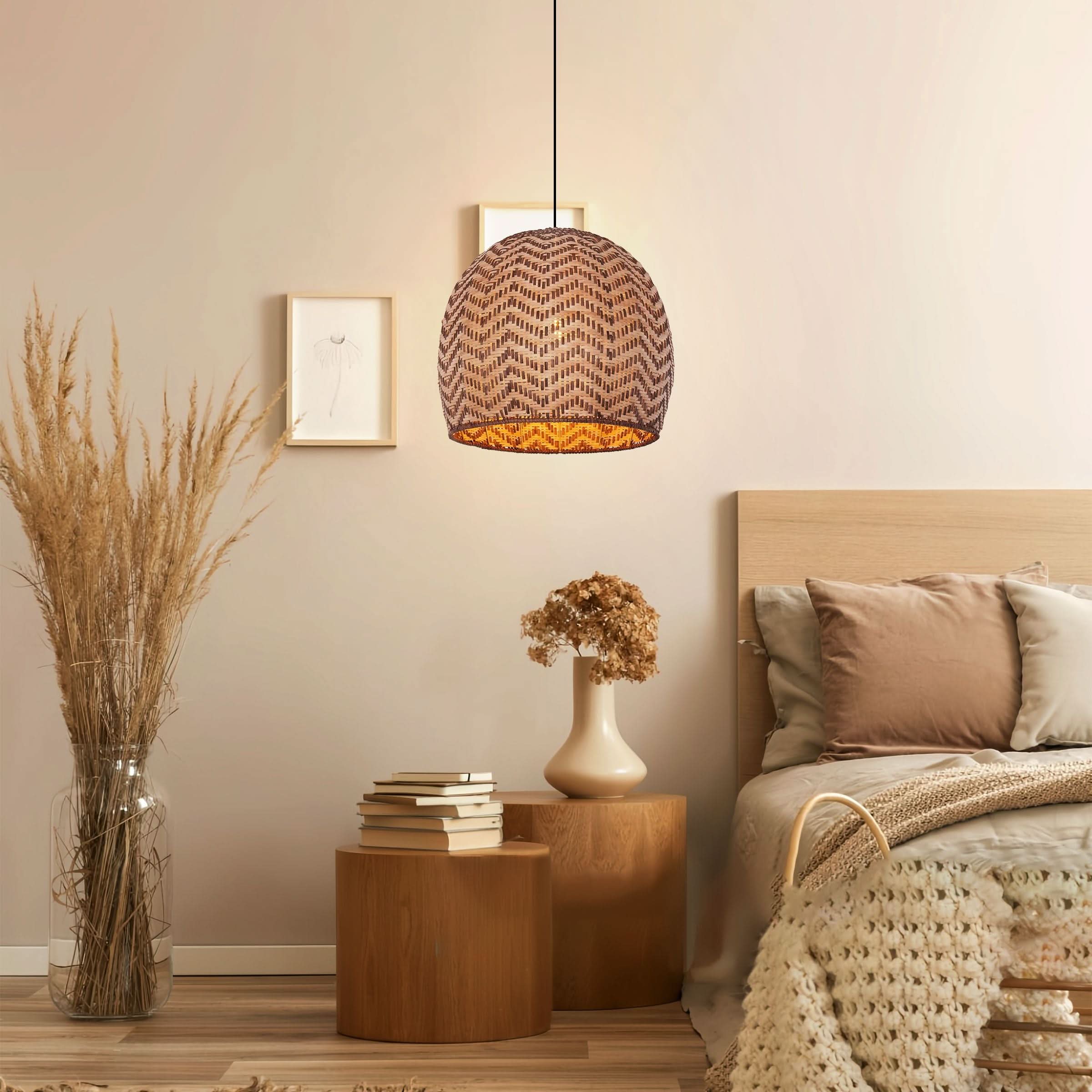 Lightsin Woven Rattan Ceiling Light with Wave Details for Modern Ceiling Lights
