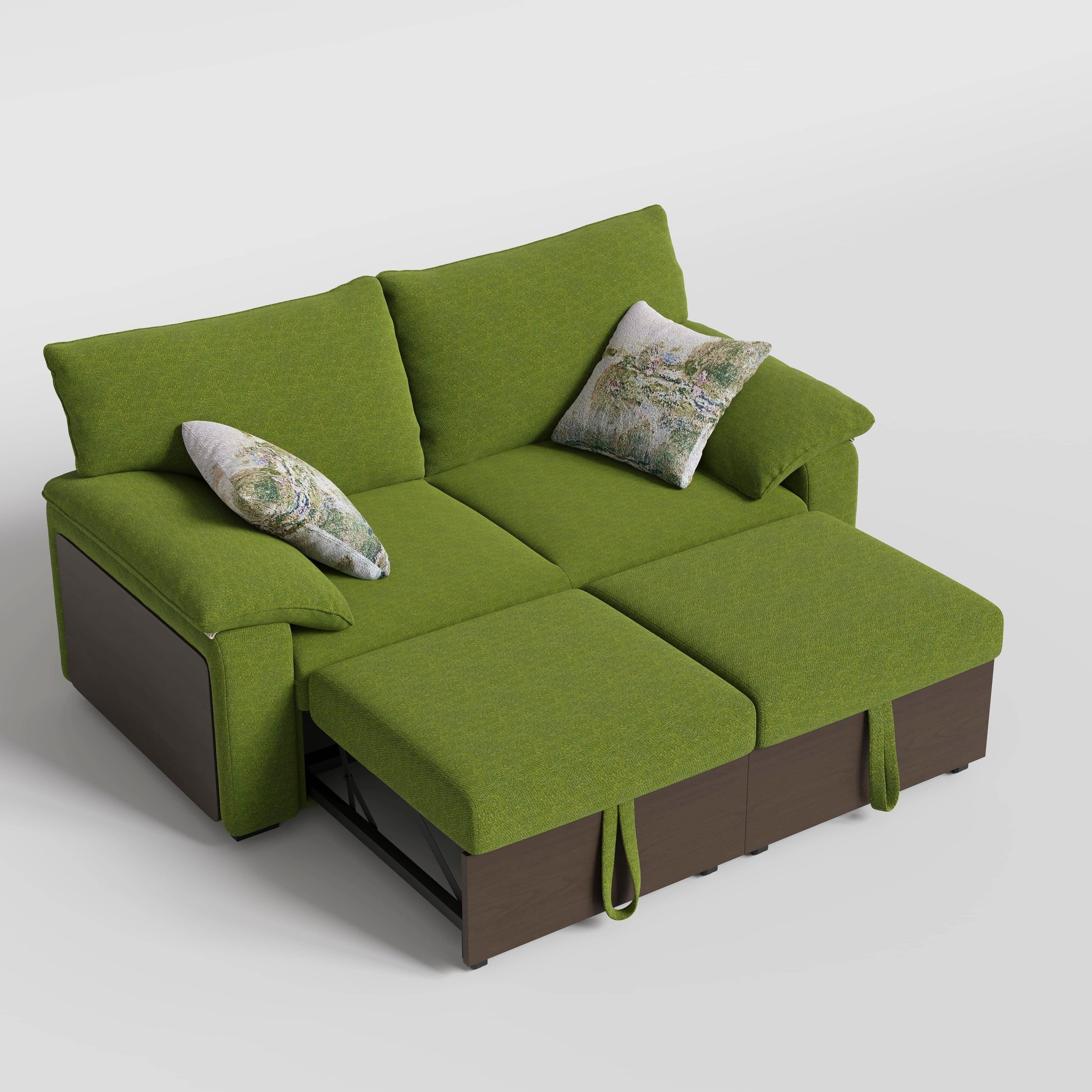 Cottonfy Luxurious Solid Wood Versatile 2-Seater Pull Out Sofa Bed
