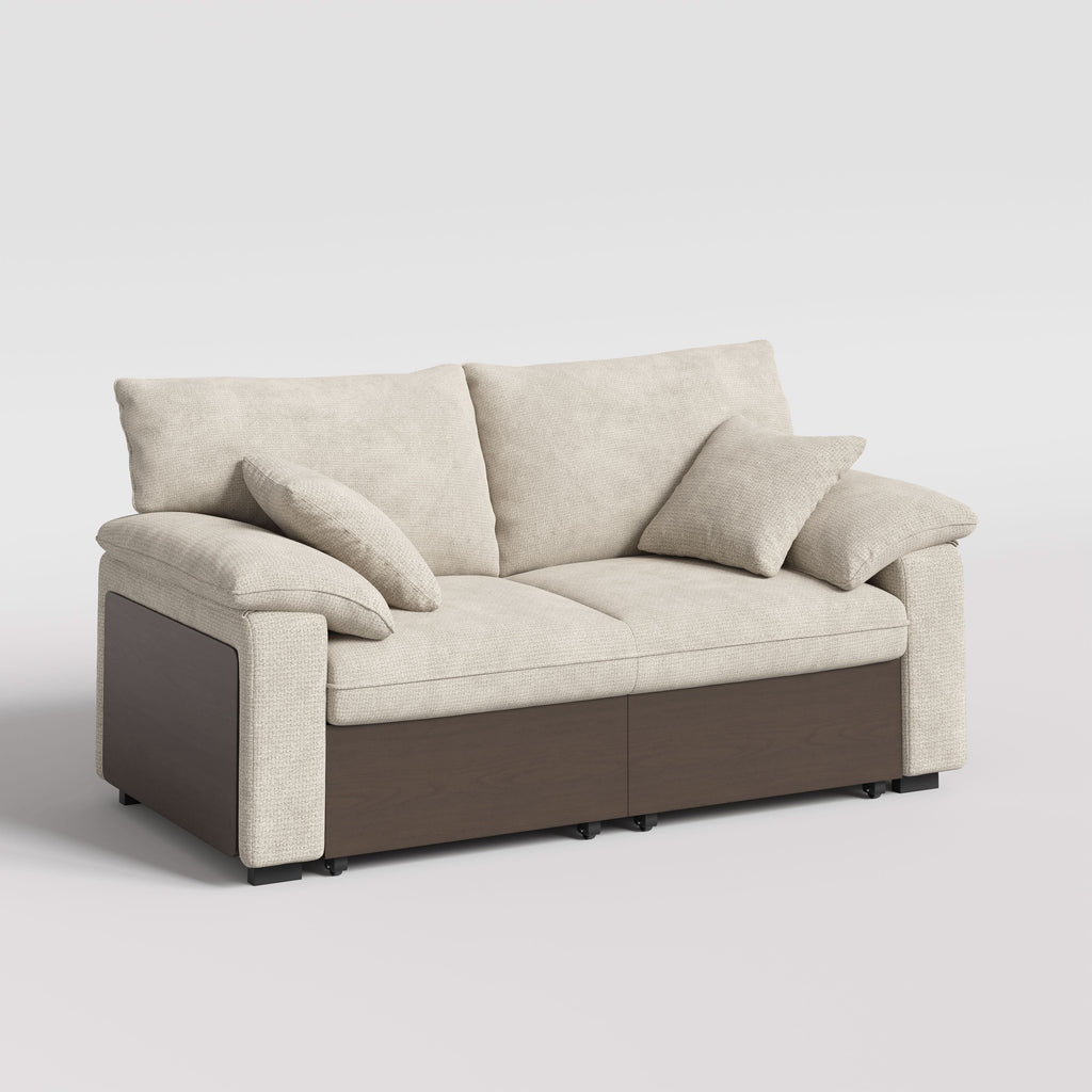 Cottonfy Luxurious Solid Wood Versatile 2-Seater Pull Out Sofa Bed