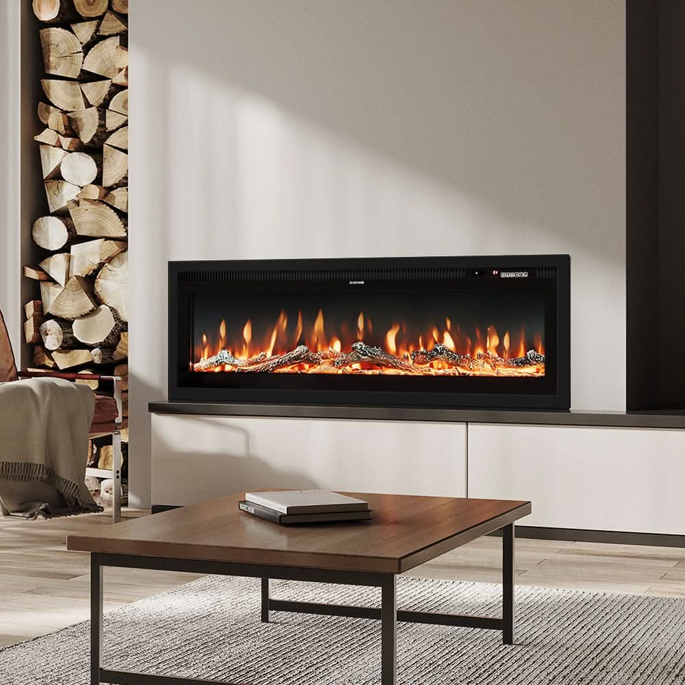 40/50/60/70/80 Inch Electric Fireplace 12 Colour LED Flame Effect Heater with Remote Control