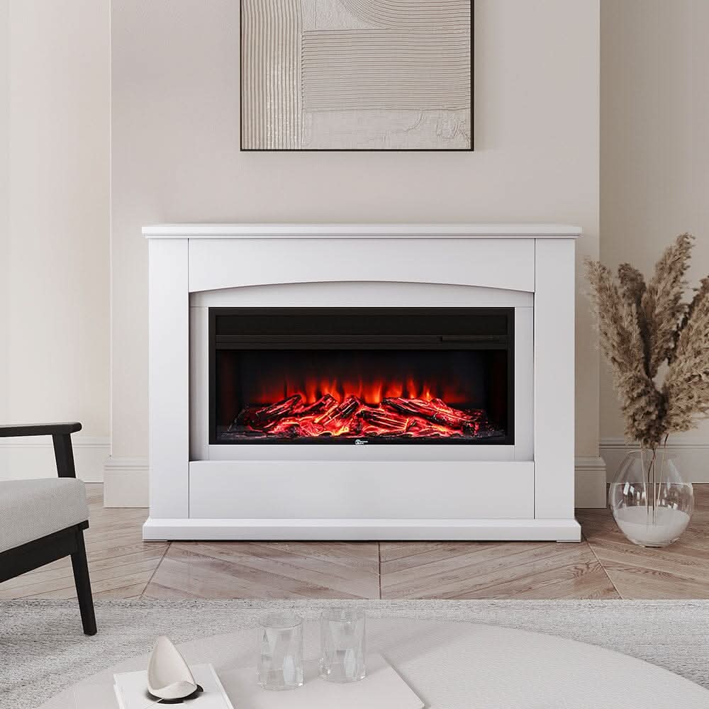 39/48 Inch W Electric Fireplace Suite 1800W with Ambient Light 1/7 LED Colours