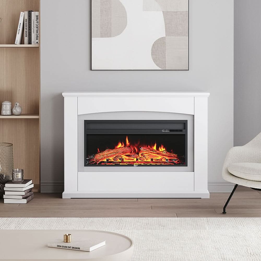 39/48 Inch W Electric Fireplace Suite 1800W with Ambient Light 1/7 LED Colours