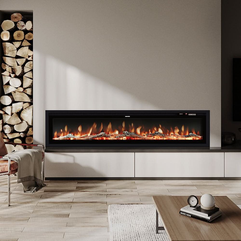 70/80/100 Inch Electric Fireplace with Remote 9 Flame Colours Freestanding Fireplaces