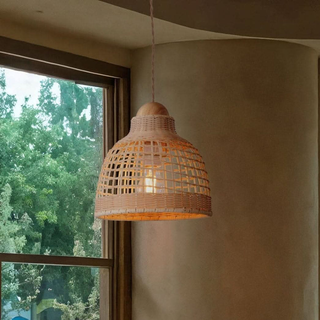 Lightsin Cella-Elegant Vintage Woven Rattan Minimalist Pendant Light