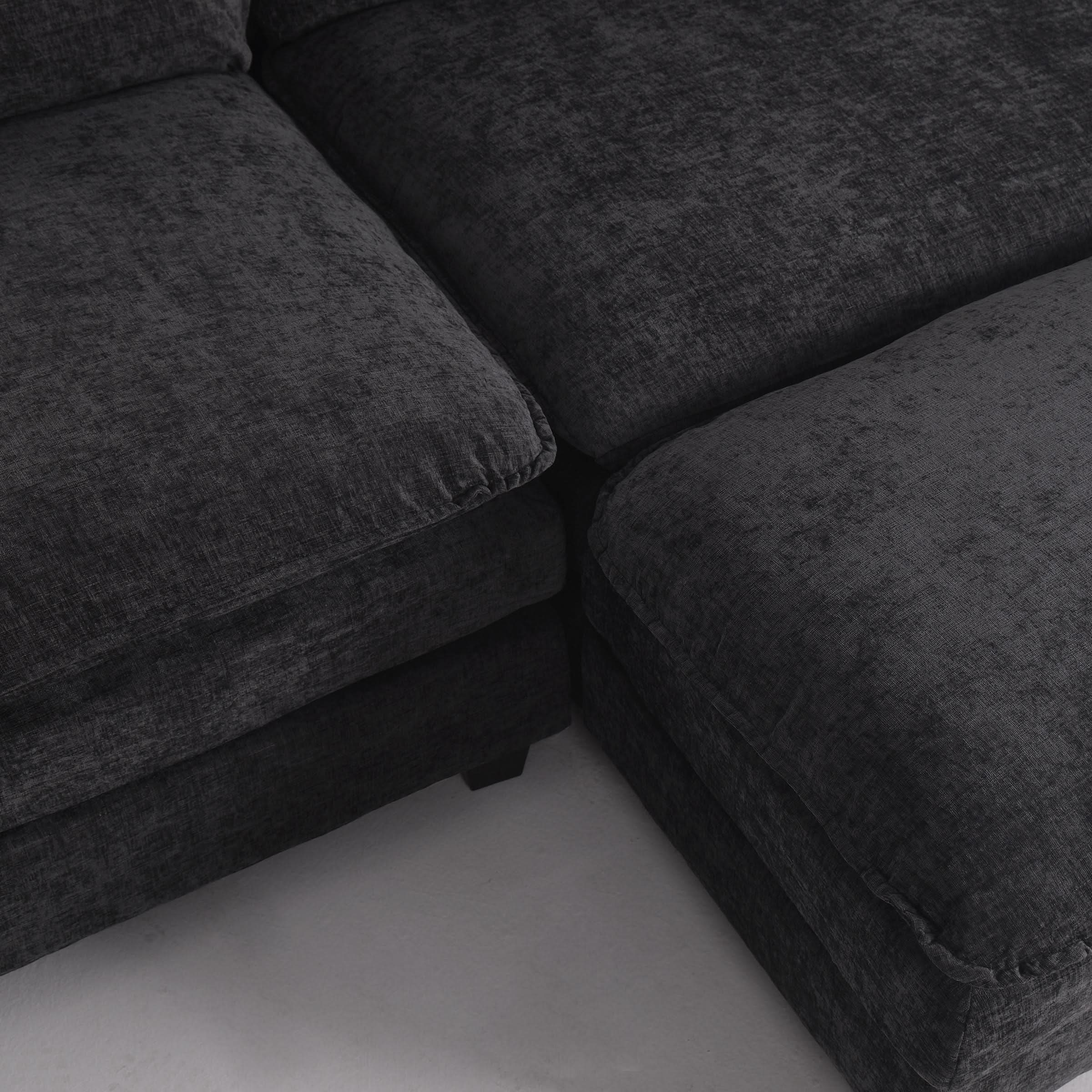 Modular Sofa Set with Chenille Upholstery and Wooden Frame