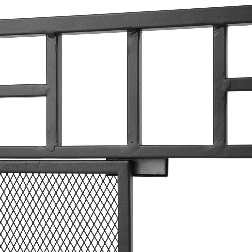 Smallbee Iron Fireplace Screen with 4-Piece Tool Set - Black Powder-Coated 122x1.3x80cm