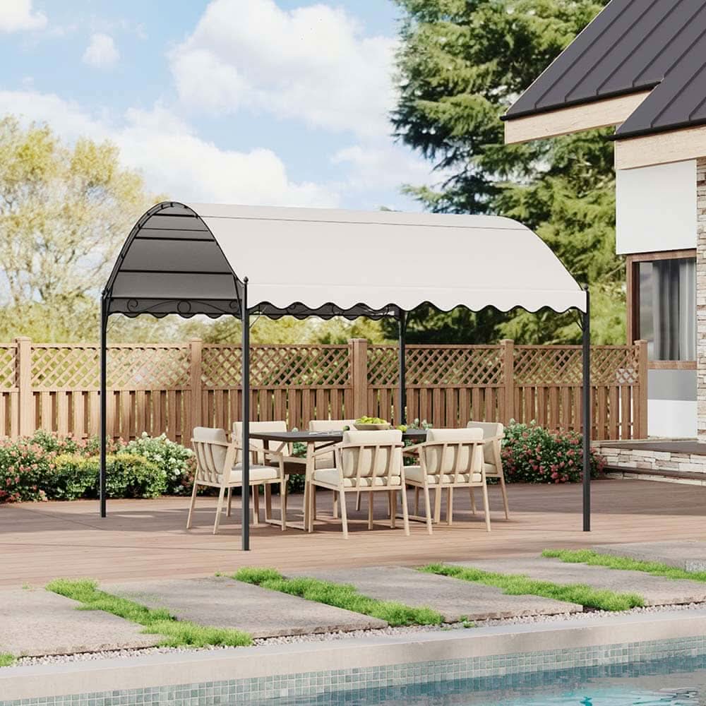 9.84 x 9.84 x 8.53 ft/ 9.84 x 13.12 x 8.53 ft Beige Arch Steel Canopy with Ground Pegs