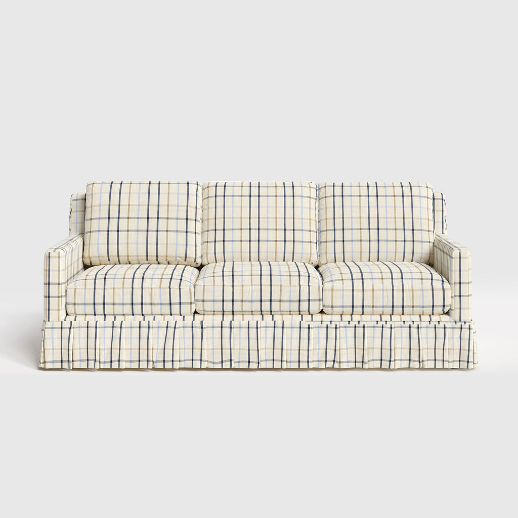 Cottonfy 3 Seater Striped Sofa with Removable Covers and Skirted Design