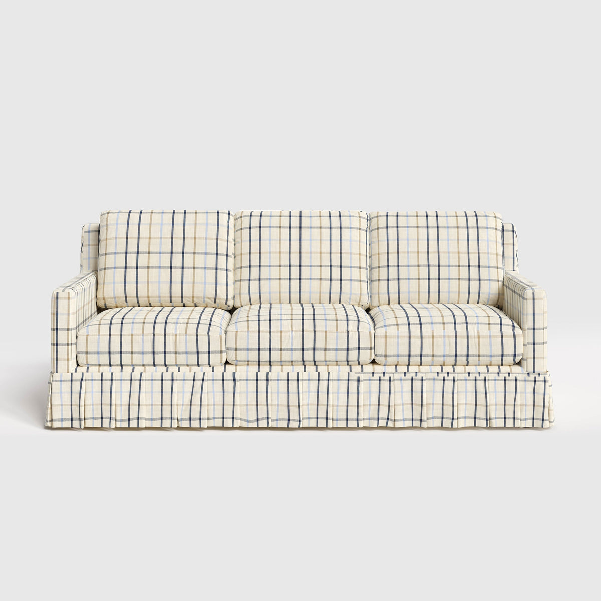 Cottonfy 3 Seater Striped Sofa with Removable Covers and Skirted Design