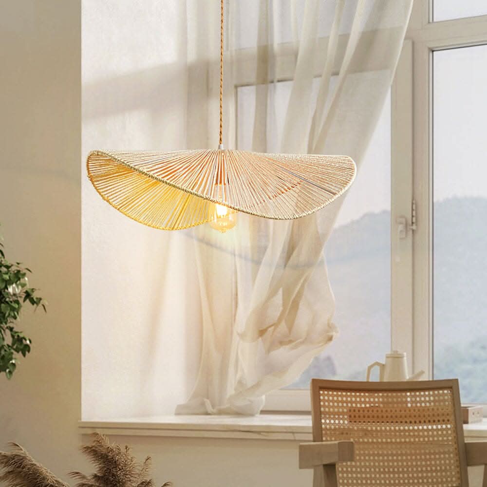 Lightsin Vintage Simple Creative Handwoven Hemp Rope Pendant Light Fixture