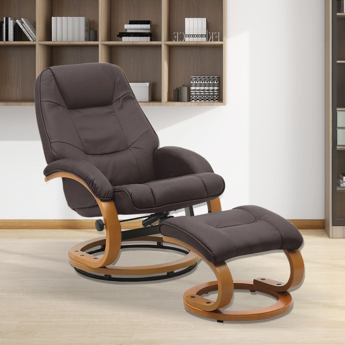 Leather Recliner Armchair with Footstool PU High Back