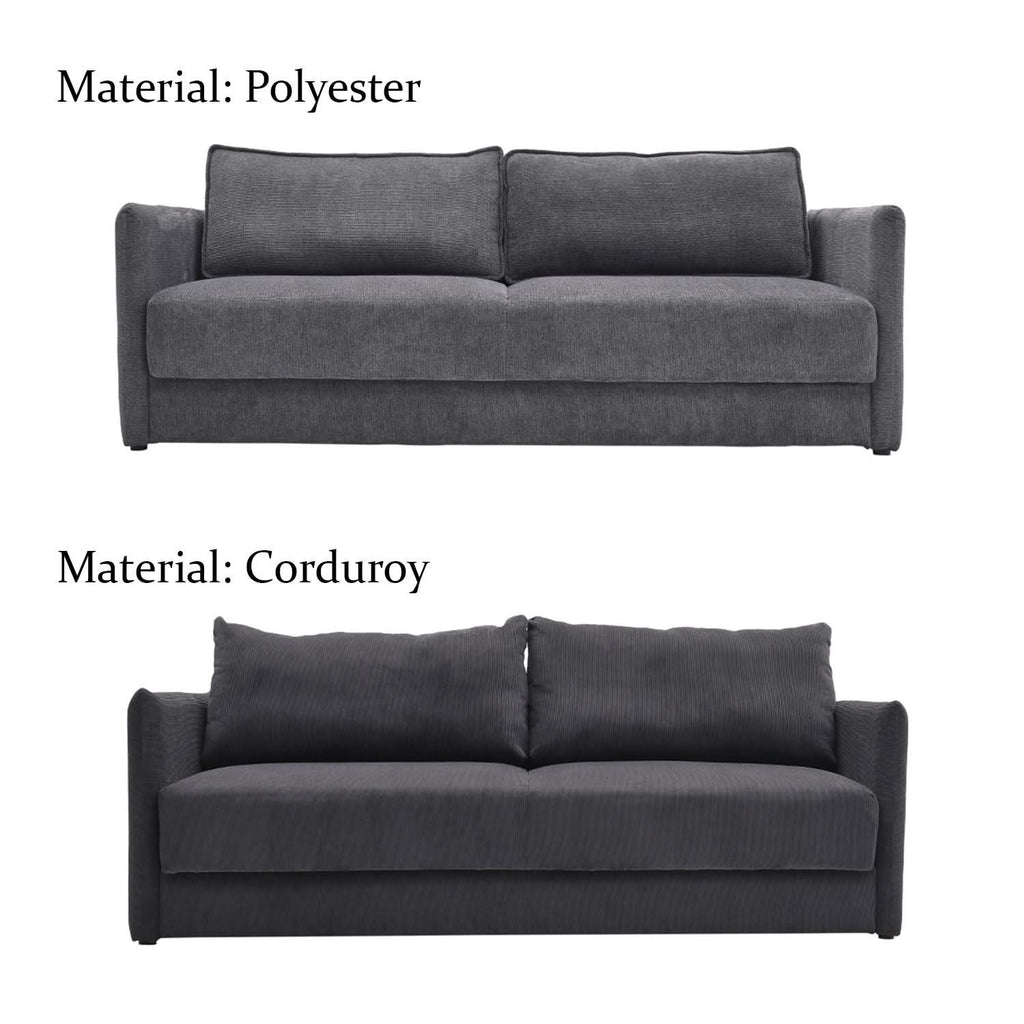 Grey 3-Seater Sleeper Sofa Bed polyester/corduroy