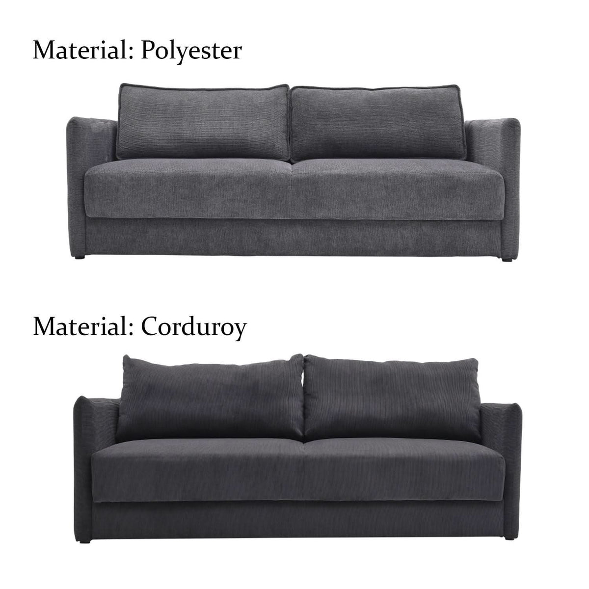 Grey 3-Seater Sleeper Sofa Bed polyester/corduroy