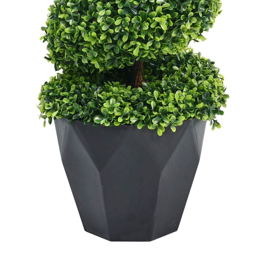 2 Pack Artificial Topiary Spiral Boxwood Tree Fake Plant