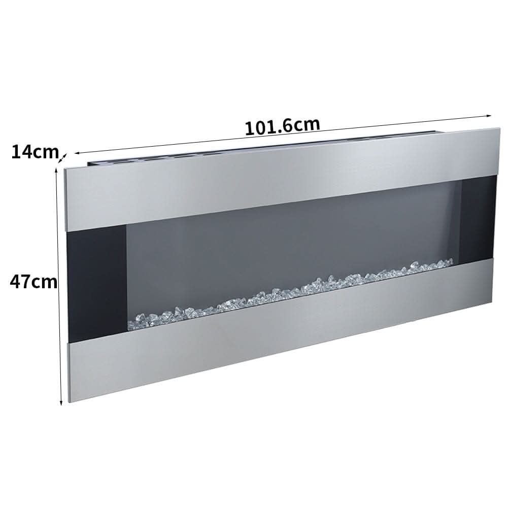 40 Inch Silver Electric Fireplace Wall Mounted Electric Fireplaces with Multi-color Flames
