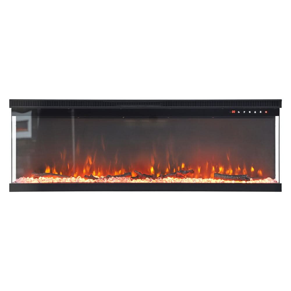 40/50/60/70/80/100-Inch 3-Sided Freestanding Electric Fireplace 12 Flame Colours and 5 Brightness Modes
