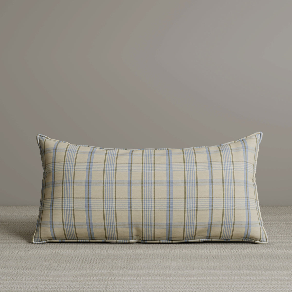 ‍Exclusive Waist Cushion in Sky Blue Checkered Cotton Linen, 56*27*12 CM (100% off)