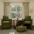 Cottonfy Green Velvet Armchair with Hidden Storage Footstool