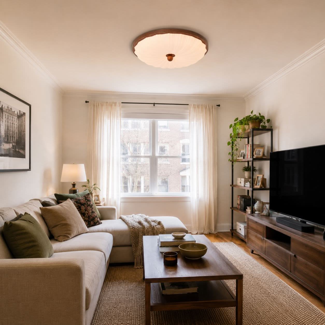 Walnut Pattern Acrylic Ceiling Light | Colour-Changing Flush Mount
