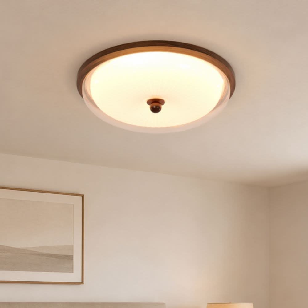 Walnut Acrylic Shade Ceiling Light | Colour-Changing Flush Mount
