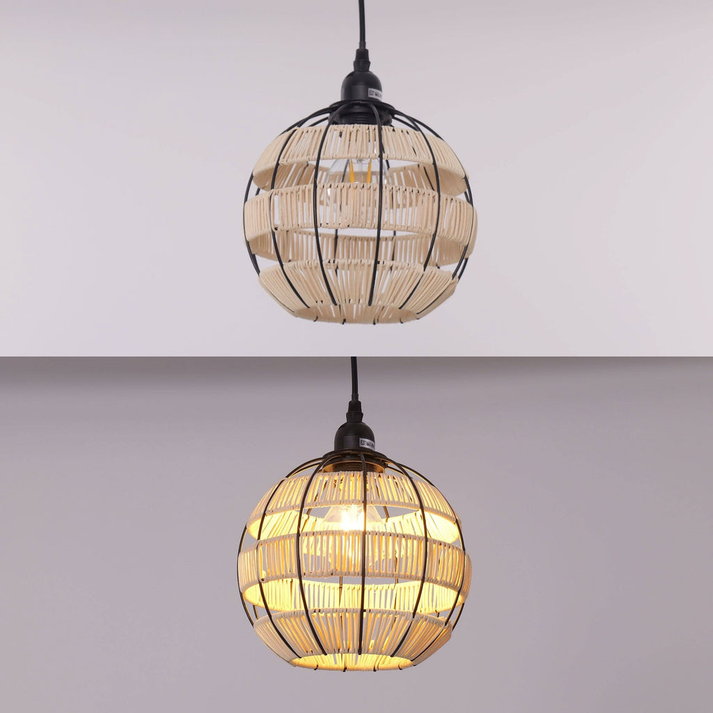 Glyph-Lightsin Woven Sphere Pendant Light for Cozy Natural Elegance