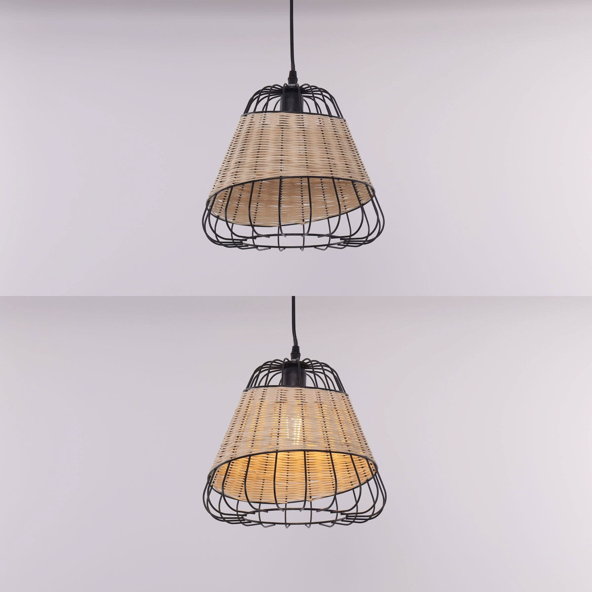 Glyph-Lightsin Bell-Shaped Rattan Pendant Light for Timeless Rustic Elegance