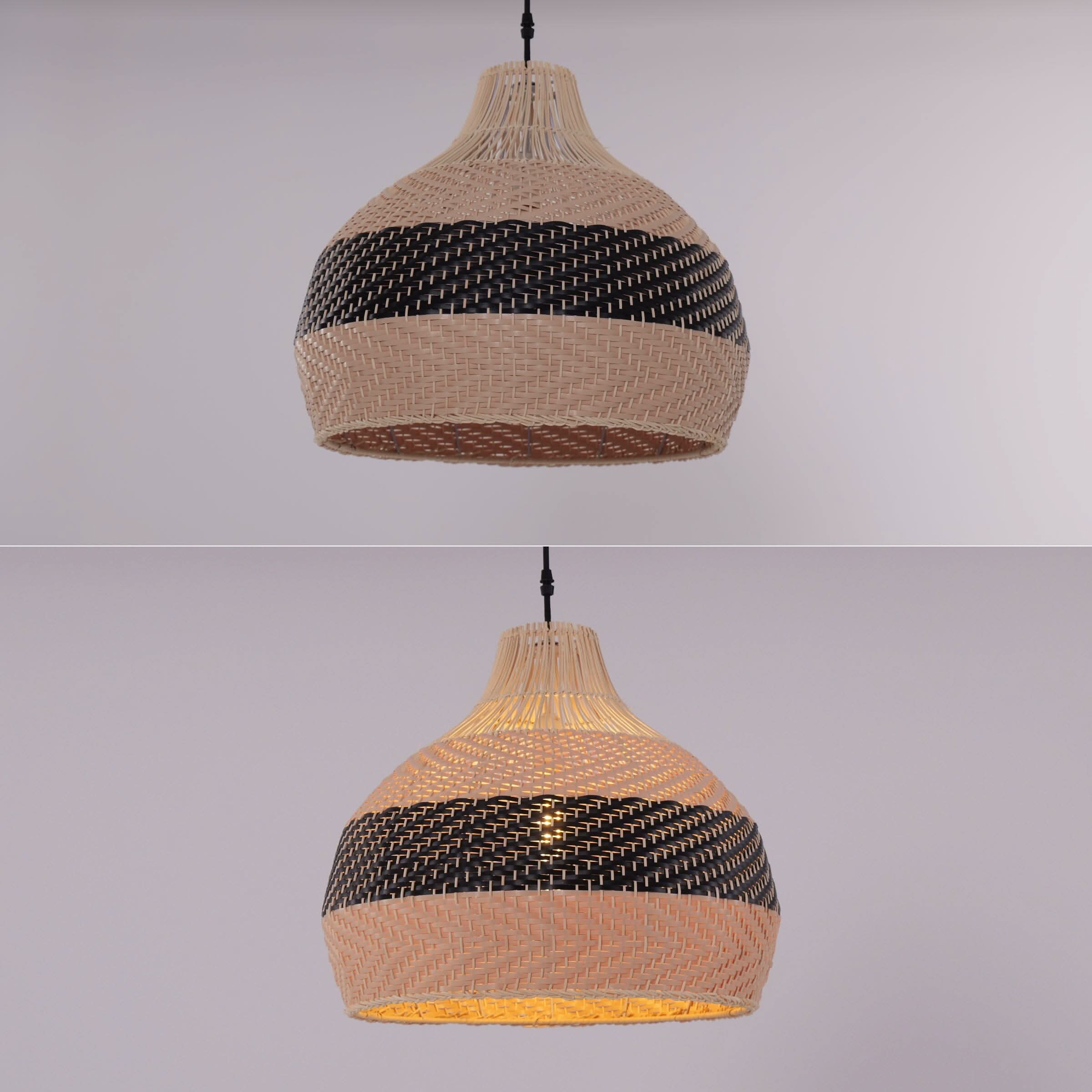 Lightsin Handwoven Rattan Pendant Light – Natural Woven Ceiling Light for Kitchen, Bedroom & Living Room