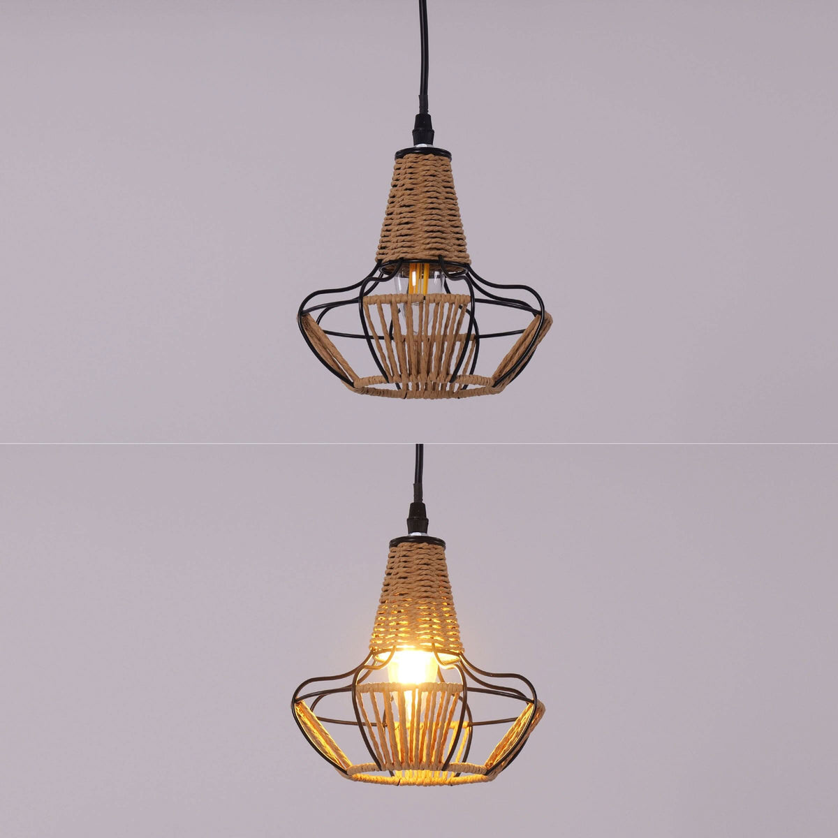 Glyph-Lightsin Woven Rattan Cage Pendant Light for Natural Charm and Effortless Elegance