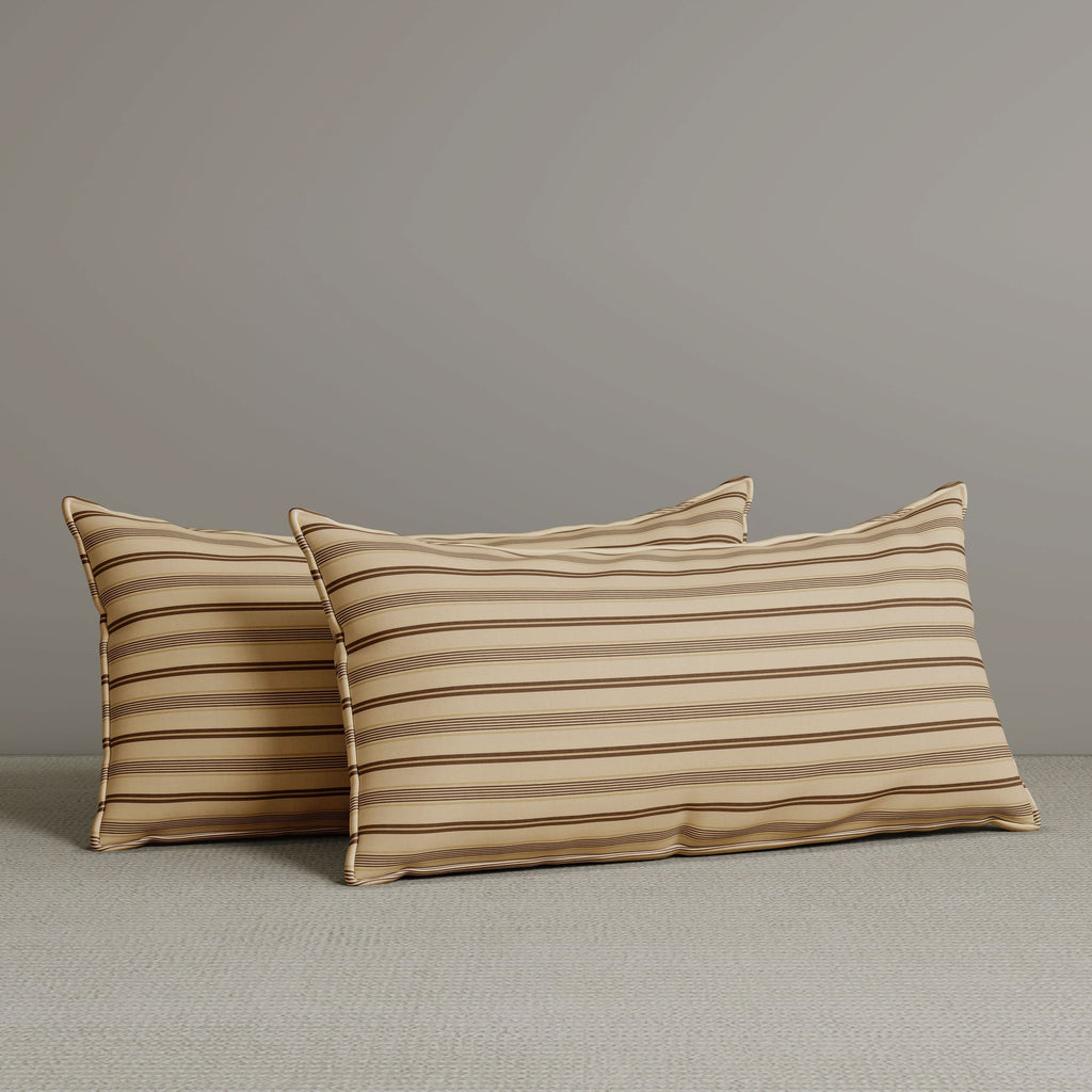 Exclusive Waist Cushion in Cocoa Striped Cotton Linen, 56*27*12 CM