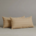 Exclusive Waist Cushion in Cocoa Striped Cotton Linen, 56*27*12 CM