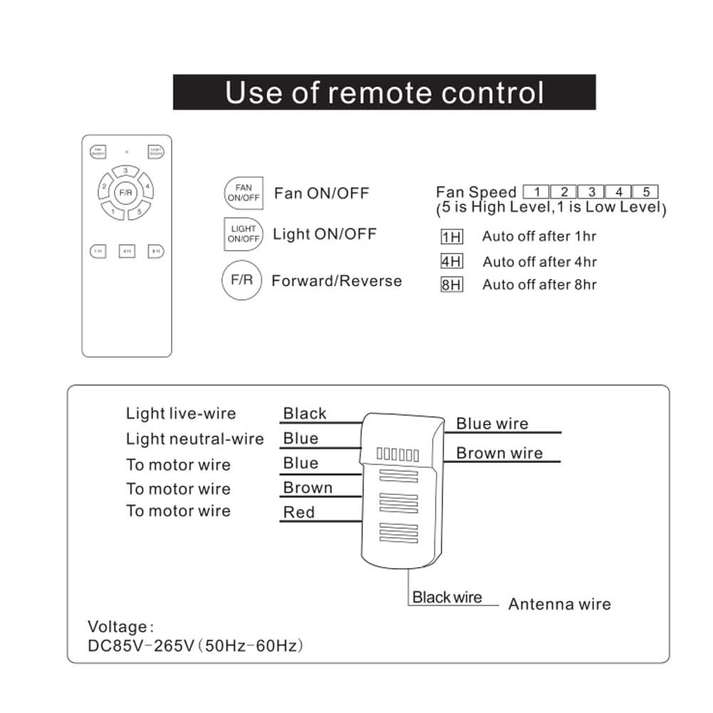 52 inch Reversible Ceiling Fan W/Light Remote Control 3/5 Blades 5 Speed Timer
