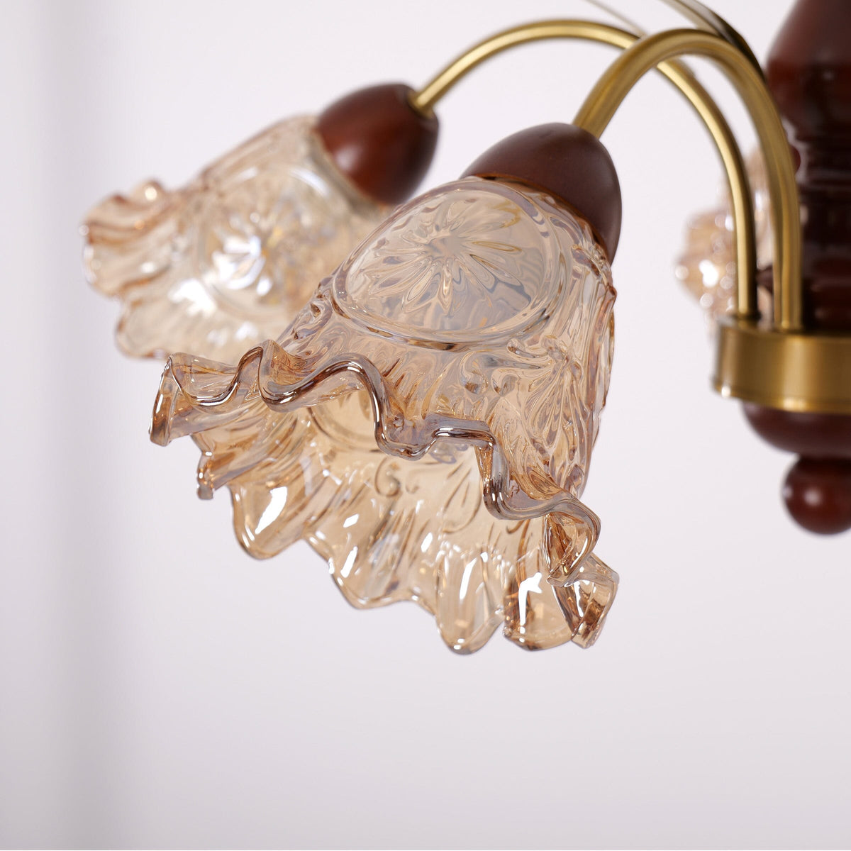 5-Light Vintage Glass Flower Chandelier | Copper E27 Pendant Lamp